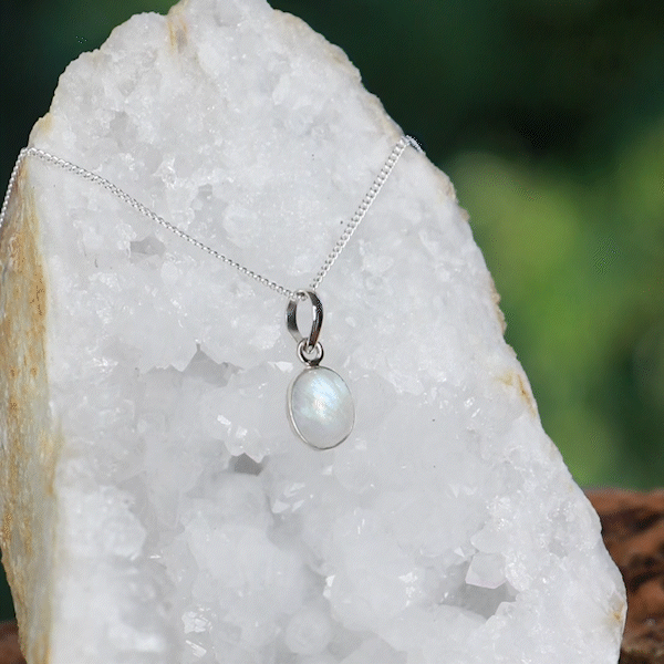 Regenbogen Mondstein Kette – 925 Sterling Silber