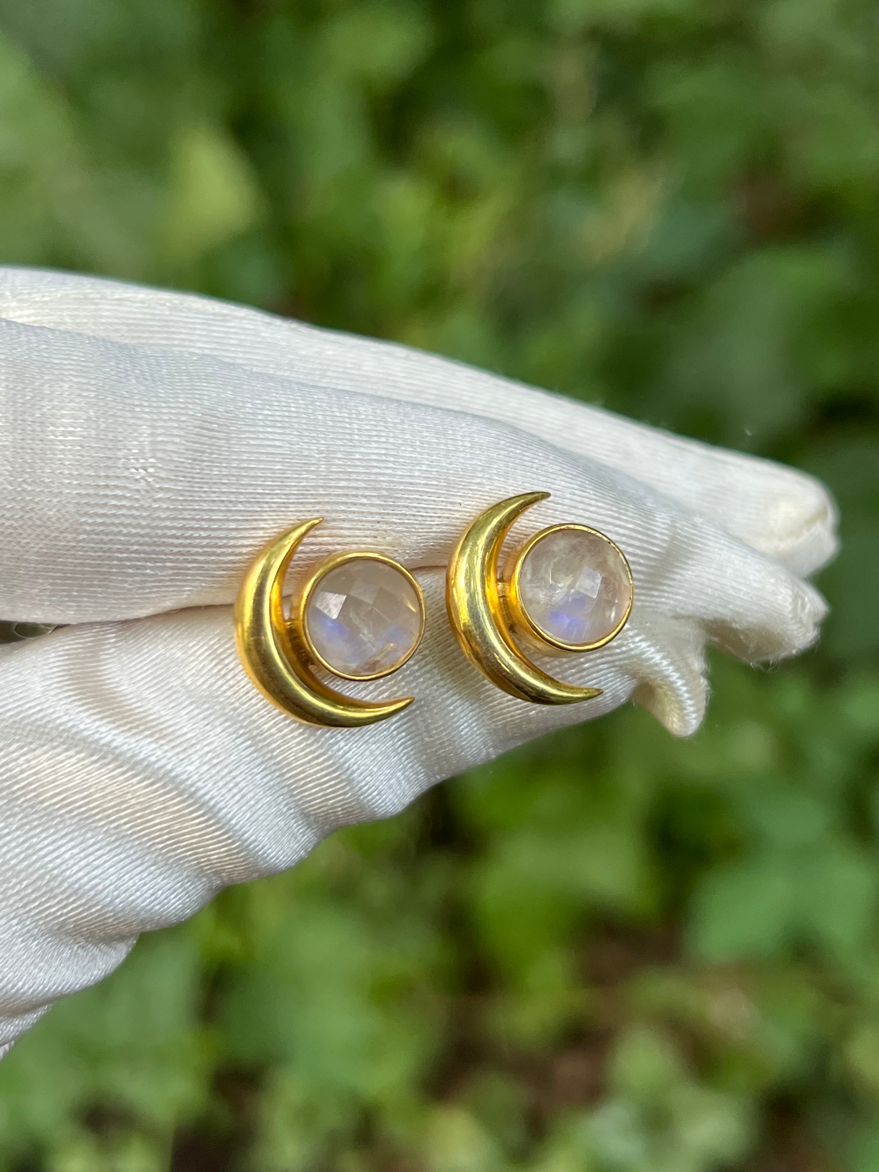 Zenvya - Maansteen Oorbellen Lunaya - 925 Sterling Zilver | Gold Plated