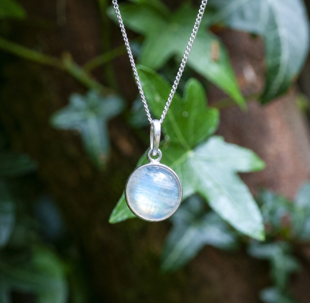 Zenvya - Regenboog Maansteen Ketting - 925 zilver