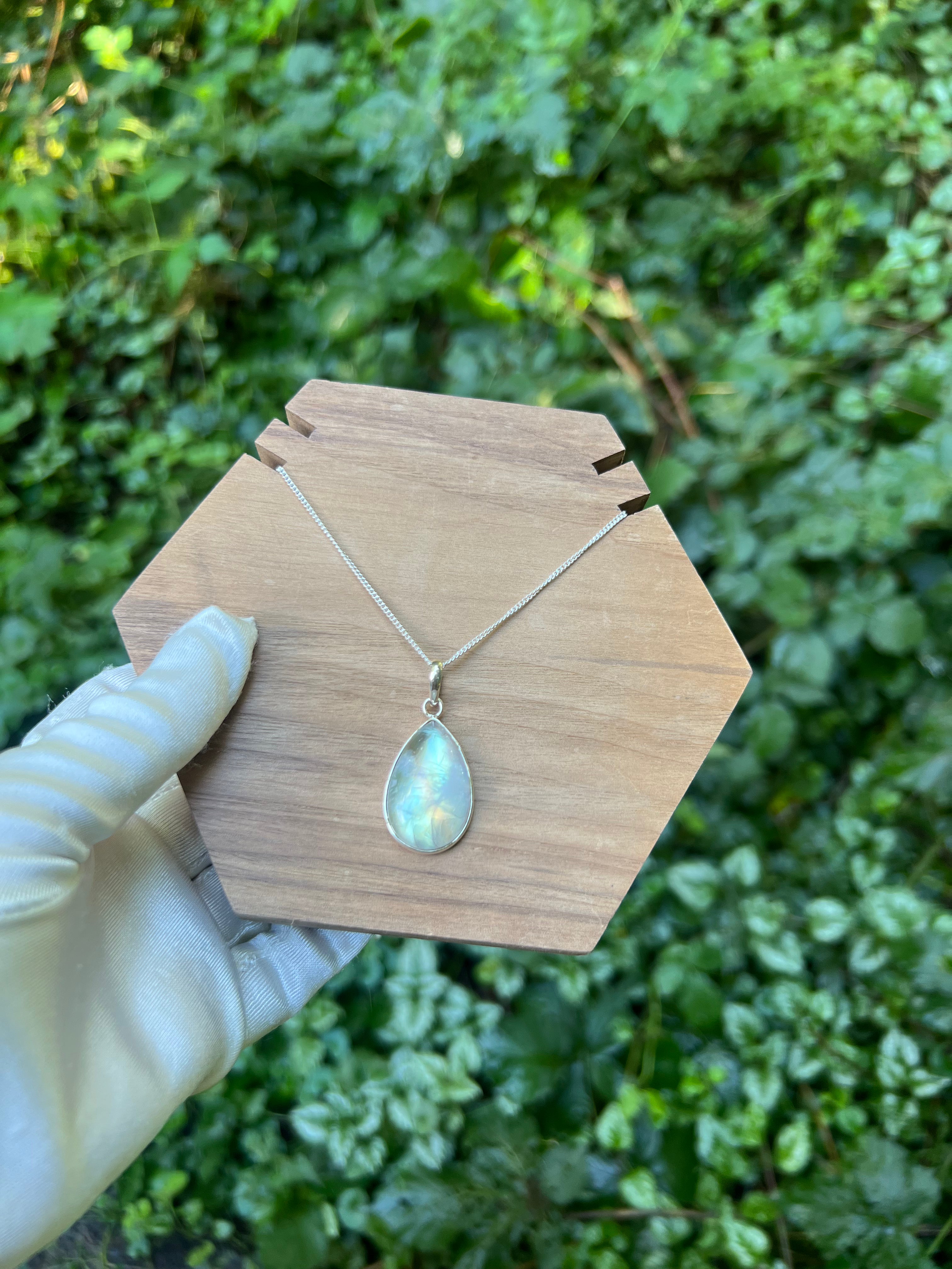 Zenvya - Regenboog Maansteen Ketting No 25 - One of a Kind - 925 zilver (Copy)