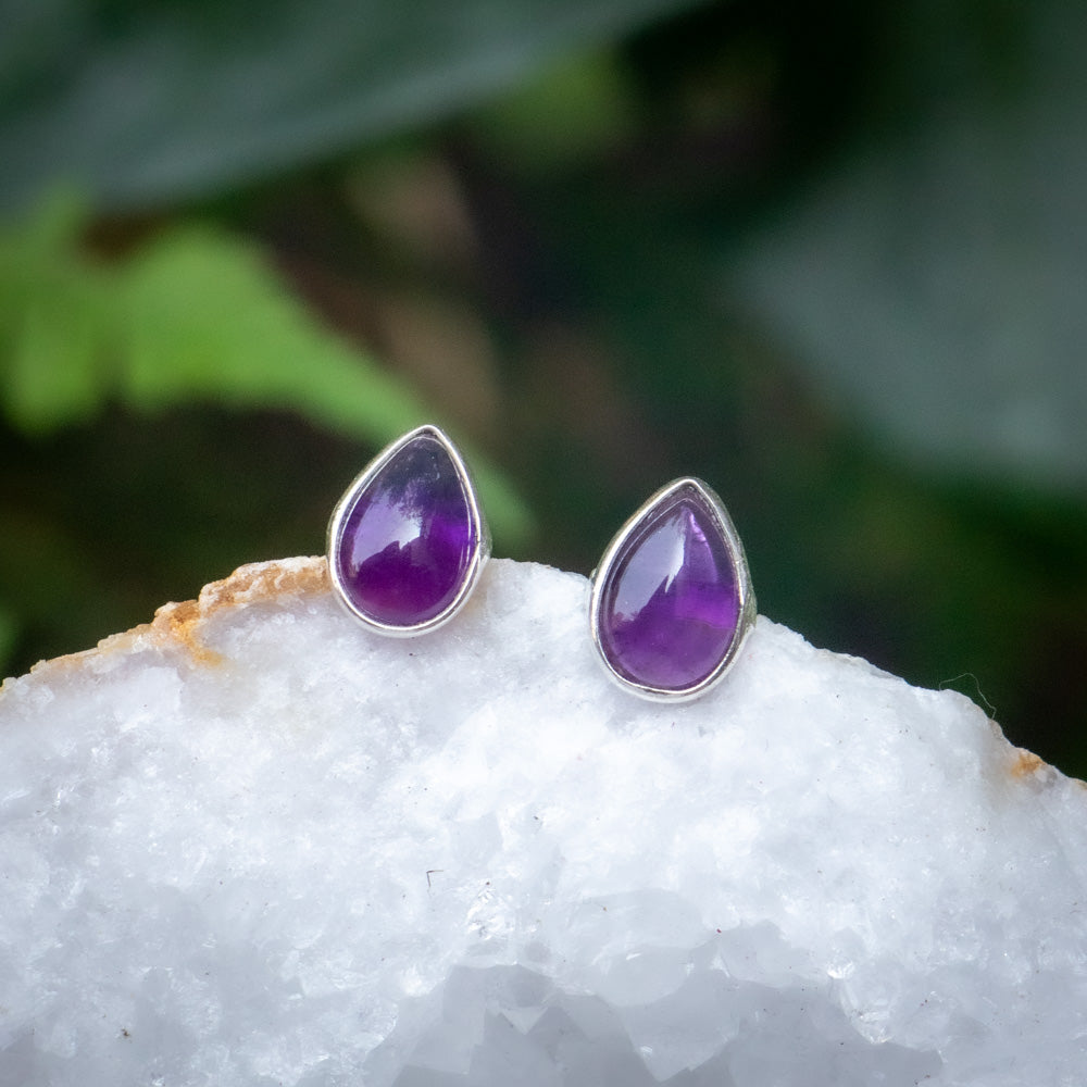 Amethyst-Ohrstecker – 925er Sterlingsilber – echter Edelstein – nickelfrei