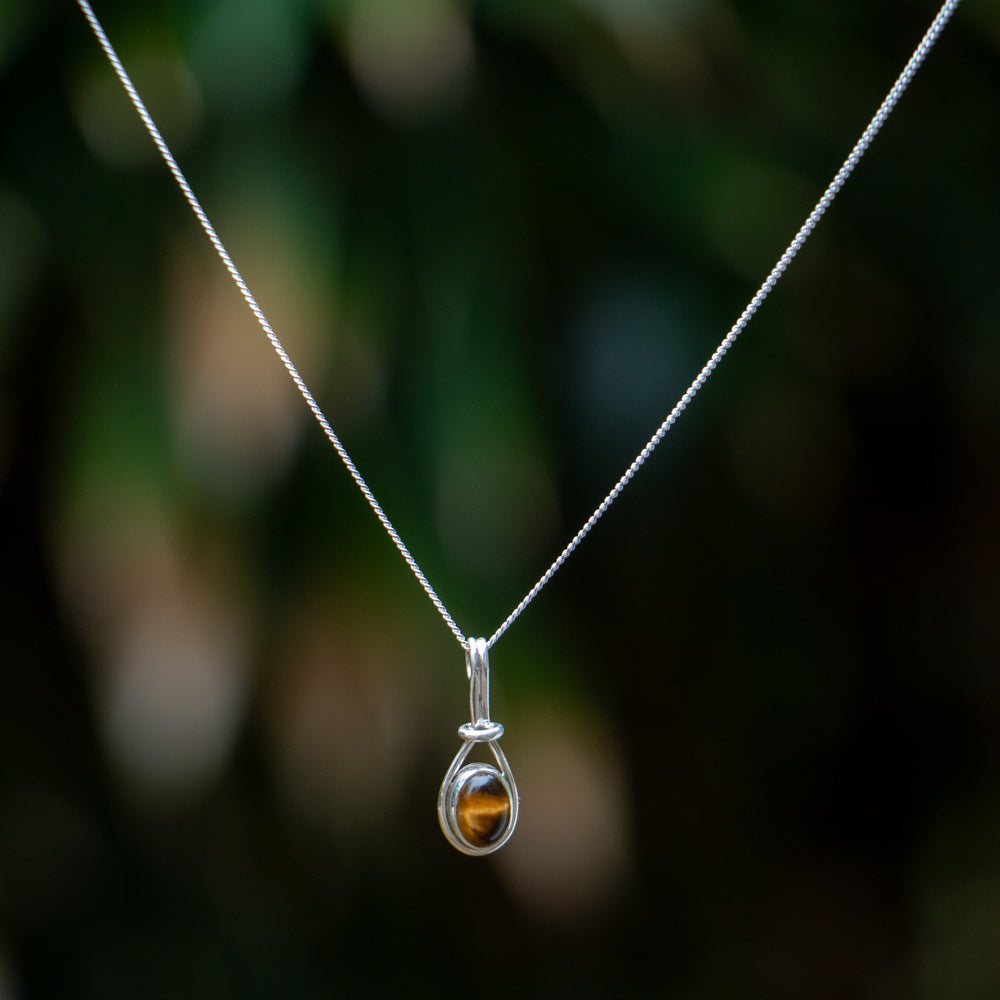 Tigerauge-Halskette – 925er Sterlingsilber – echter Edelstein – nickelfrei