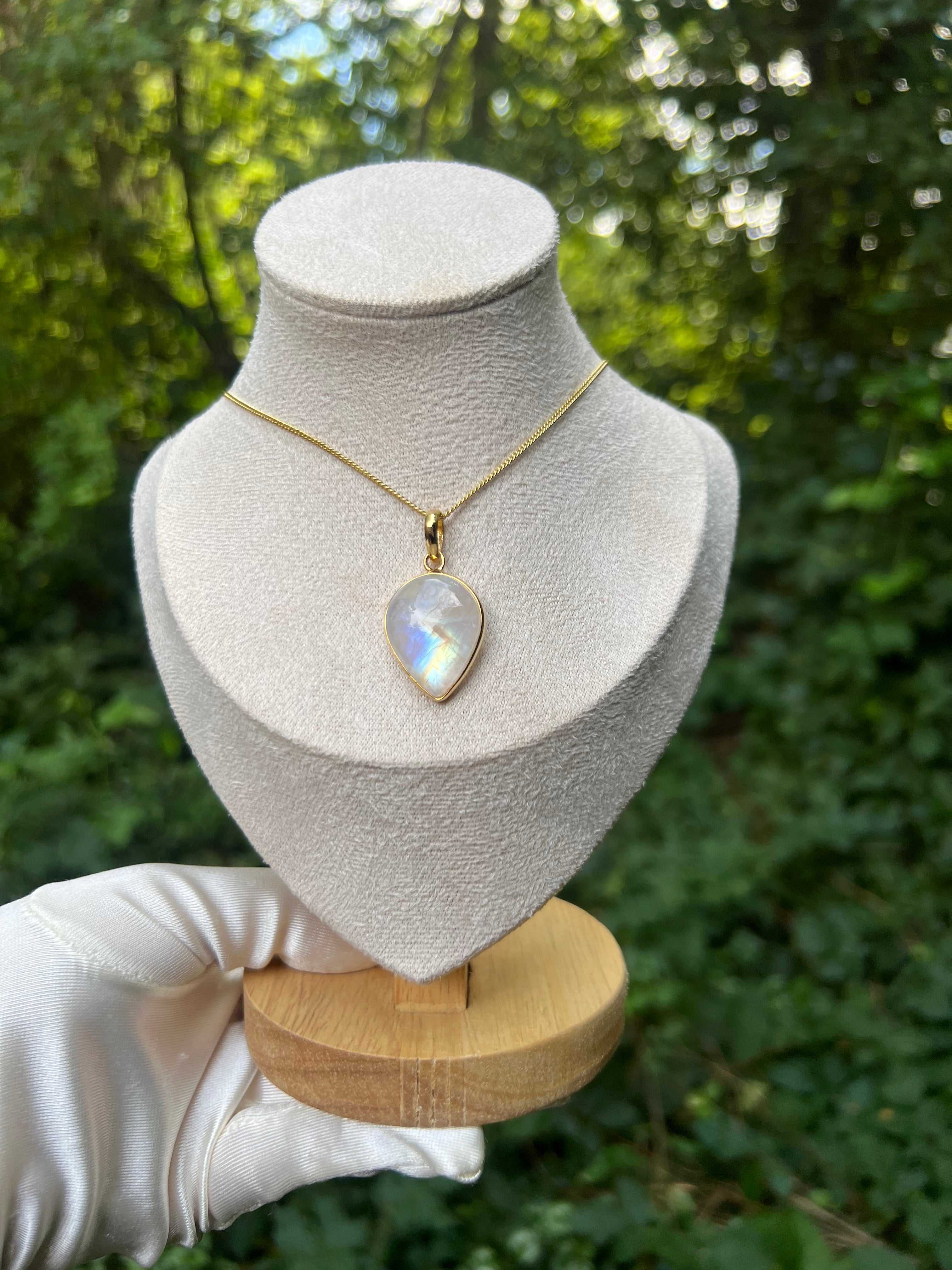 Zenvya - Regenbogen Mondstein Halskette - 925er Silber