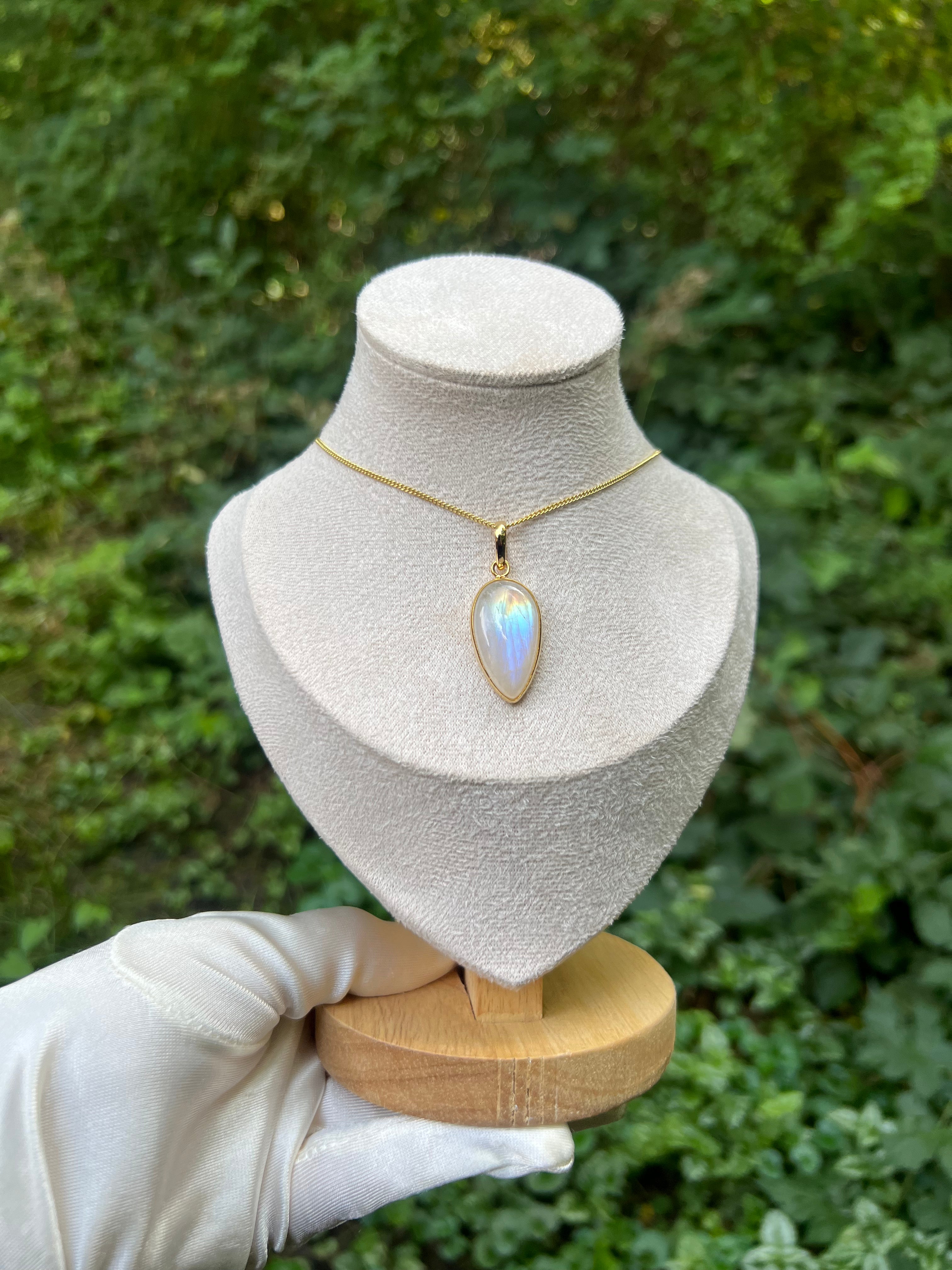 Zenvya - Regenbogen Mondstein Halskette - 925er Silber