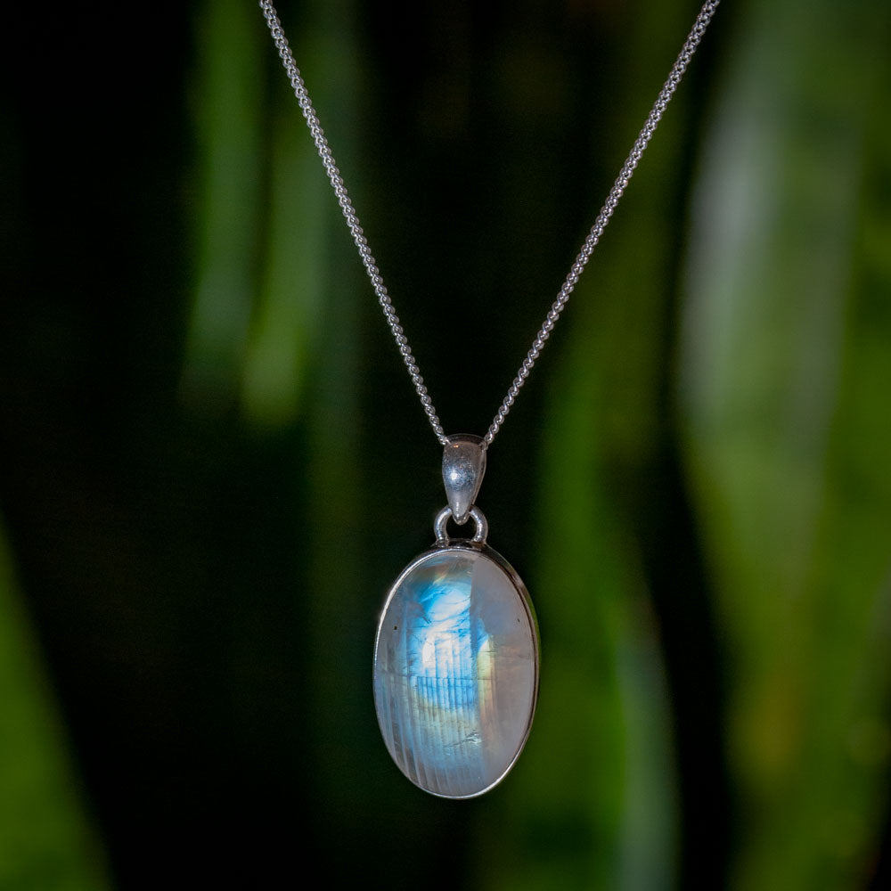 Regenboog Maansteen Ketting -  925 Sterling Zilver - One of a Kind