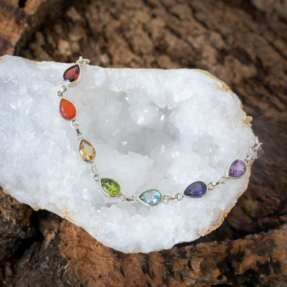 Chakra-Armband – 925er Sterlingsilber – echter Edelstein – nickelfrei