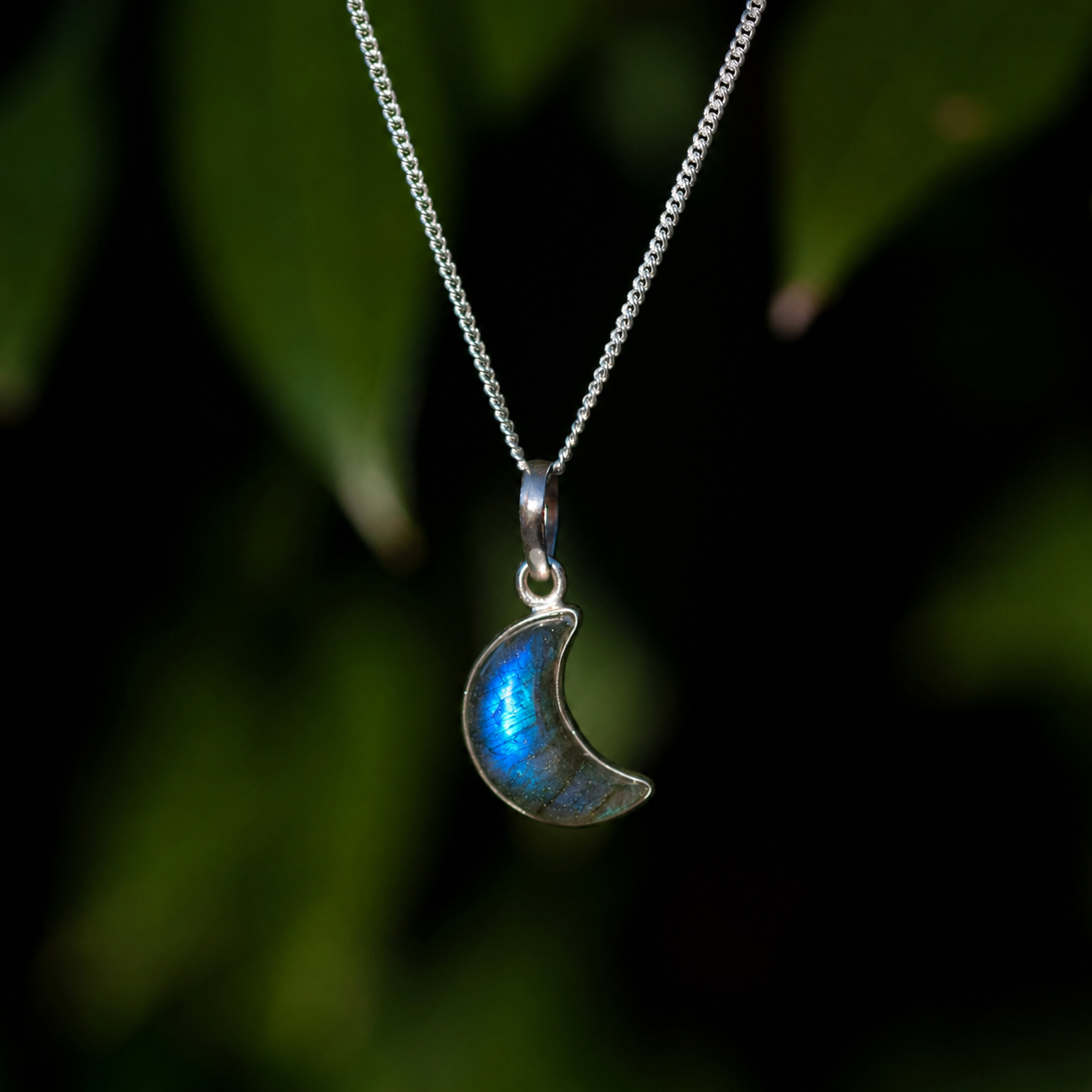 Zenvya - Labradoriet Ketting Maan - 925 zilver