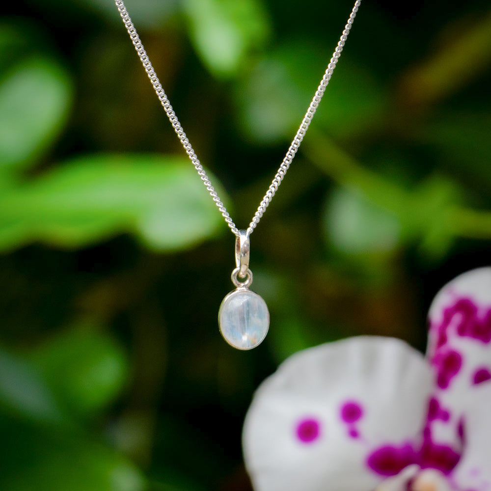 Zenvya - Regenboog Maansteen Ketting - 925 zilver