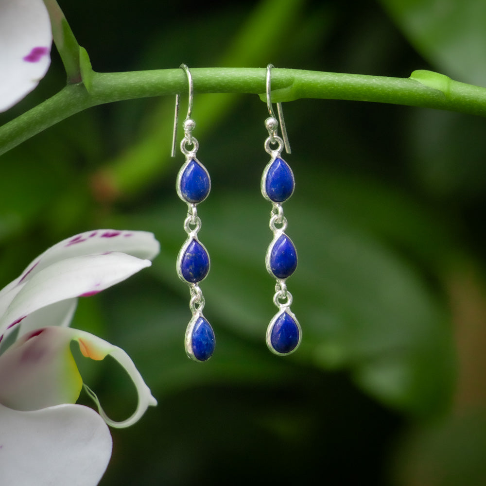Lapislazuli-Ohrringe – 925er Sterlingsilber – echter Edelstein – nickelfrei