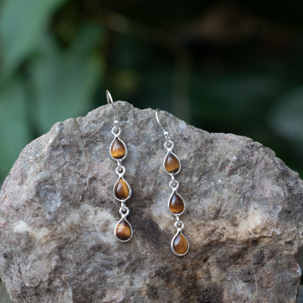 Tigerauge Ohrringe – 925 Sterling Silber