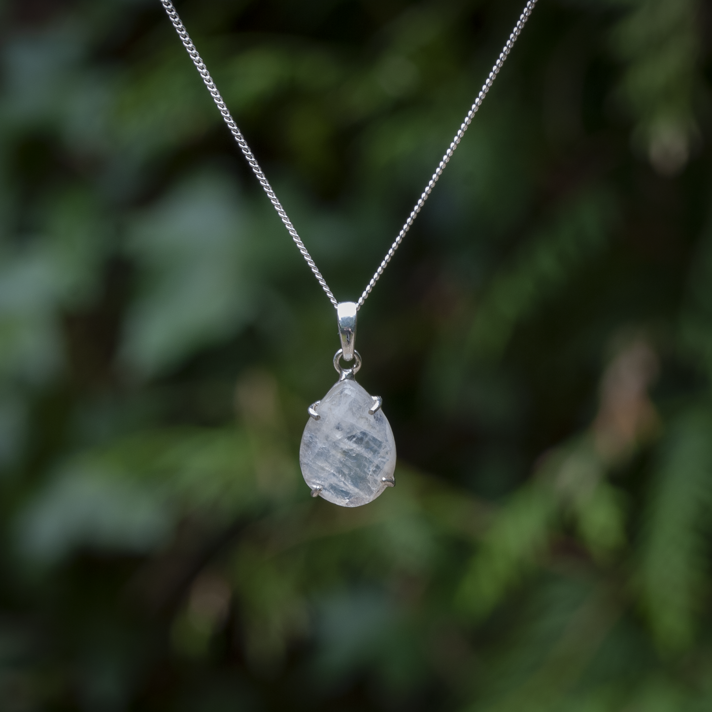 Regenbogen Mondstein Halskette - 925 Sterling Silber