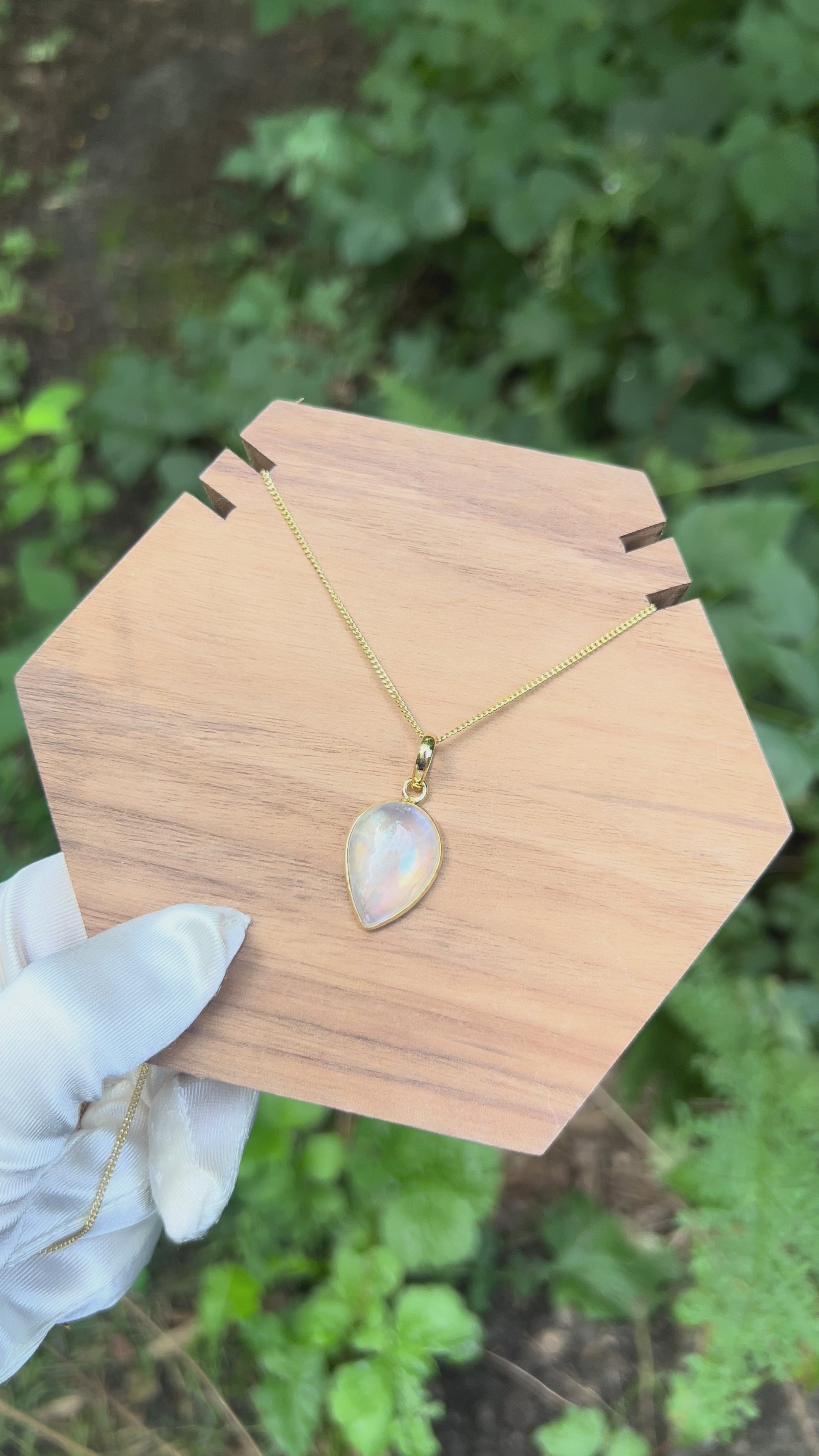 Zenvya - Regenboog Maansteen Ketting No 14  - One of a Kind - 925 zilver